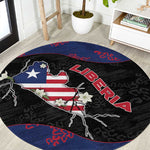 Liberia Round Carpet Map With Pepper Flowers Scratch Texture