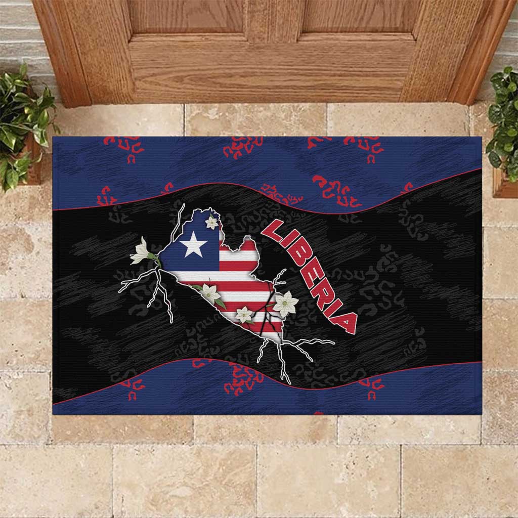 Liberia Rubber Doormat Map With Pepper Flowers Scratch Texture