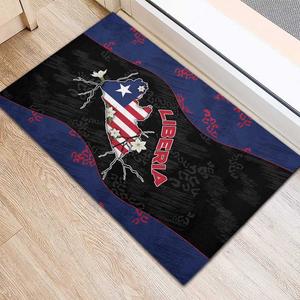 Liberia Rubber Doormat Map With Pepper Flowers Scratch Texture
