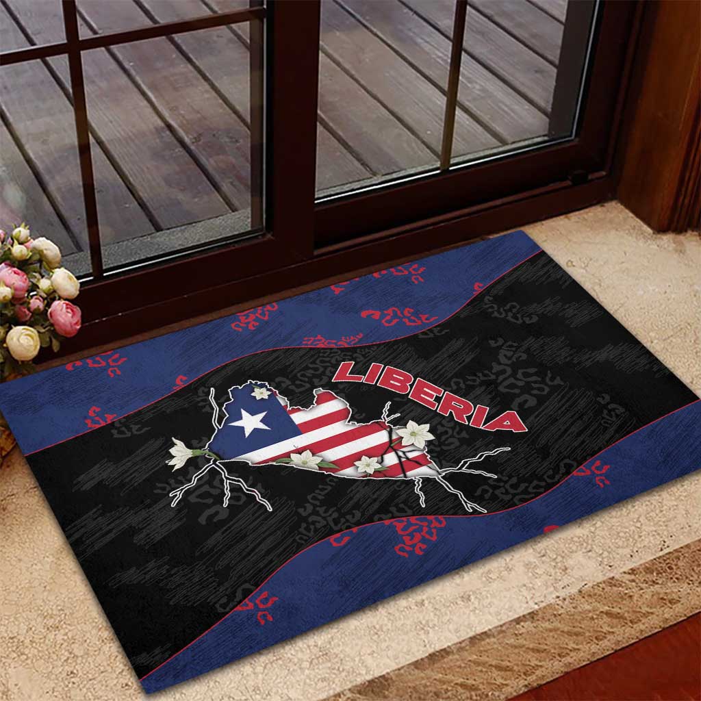 Liberia Rubber Doormat Map With Pepper Flowers Scratch Texture