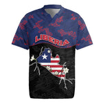 Personalized Liberia Rugby Jersey Map With Pepper Flowers Scratch Texture