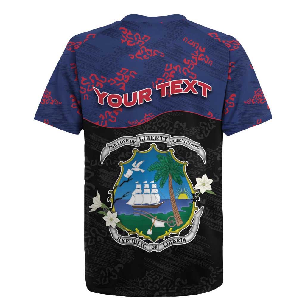 Personalized Liberia Rugby Jersey Map With Pepper Flowers Scratch Texture