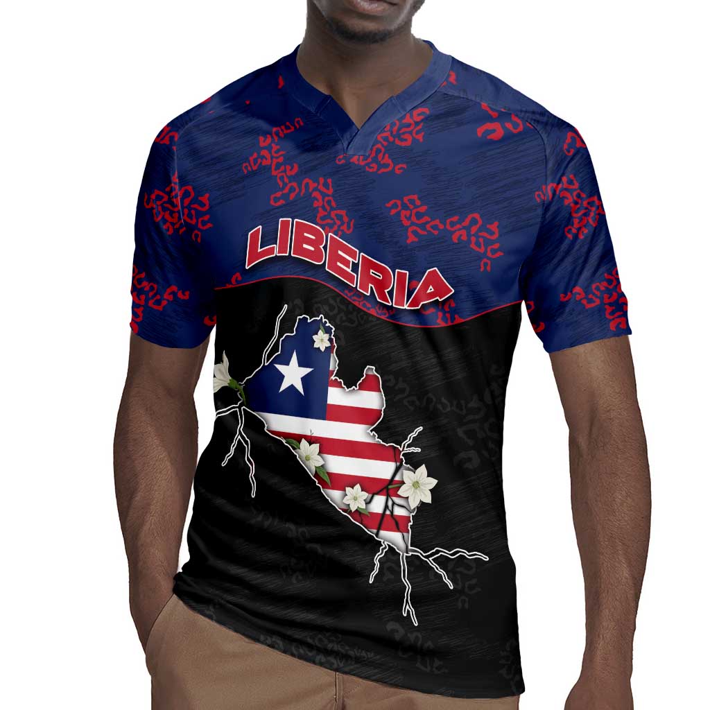 Personalized Liberia Rugby Jersey Map With Pepper Flowers Scratch Texture