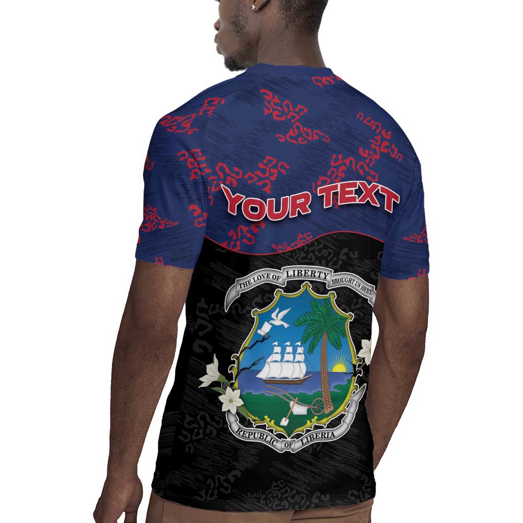 Personalized Liberia Rugby Jersey Map With Pepper Flowers Scratch Texture
