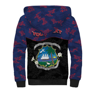 Personalized Liberia Sherpa Hoodie Map With Pepper Flowers Scratch Texture