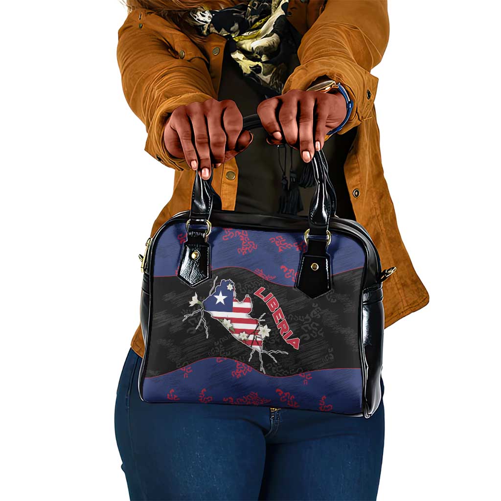 Liberia Shoulder Handbag Map With Pepper Flowers Scratch Texture