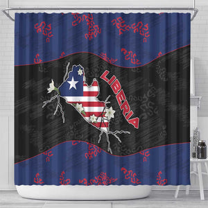 Liberia Shower Curtain Map With Pepper Flowers Scratch Texture