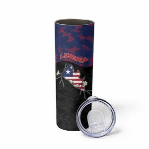 Personalized Liberia Skinny Tumbler Map With Pepper Flowers Scratch Texture