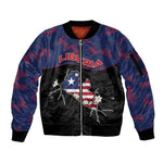 Personalized Liberia Sleeve Zip Bomber Jacket Map With Pepper Flowers Scratch Texture
