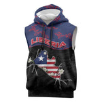 Personalized Liberia Sleeveless Hoodie Map With Pepper Flowers Scratch Texture