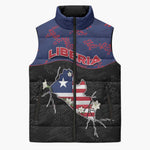 Personalized Liberia Sleeveless Puffer Jacket Map With Pepper Flowers Scratch Texture