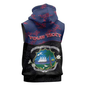 Personalized Liberia Sleeveless Zip Hoodie Map With Pepper Flowers Scratch Texture
