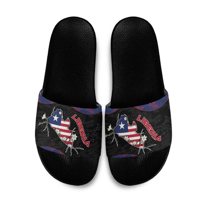 Liberia Slide Sandals Map With Pepper Flowers Scratch Texture