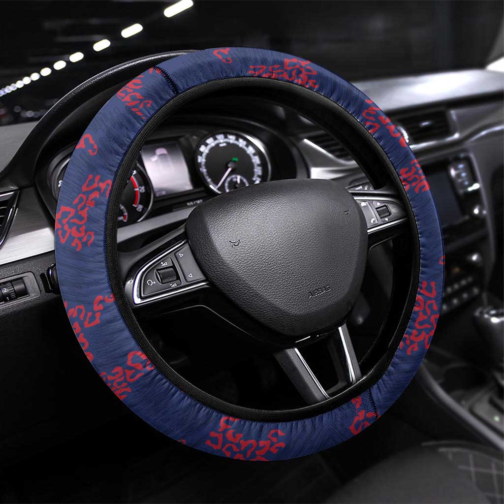 Liberia Steering Wheel Cover Map With Pepper Flowers Scratch Texture
