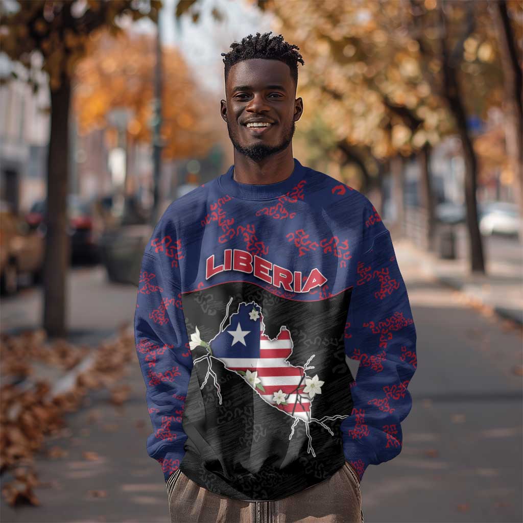 Personalized Liberia Sweatshirt Map With Pepper Flowers Scratch Texture