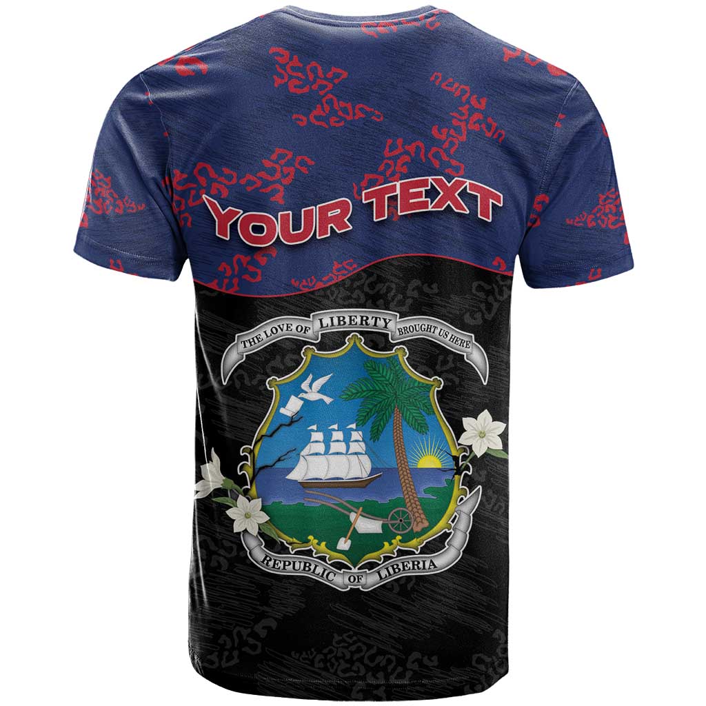 Personalized Liberia T shirt Map With Pepper Flowers Scratch Texture