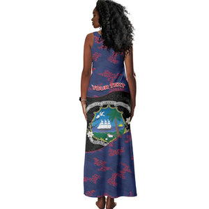 Personalized Liberia Tank Maxi Dress Map With Pepper Flowers Scratch Texture