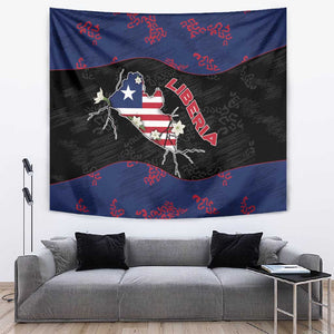 Liberia Tapestry Map With Pepper Flowers Scratch Texture