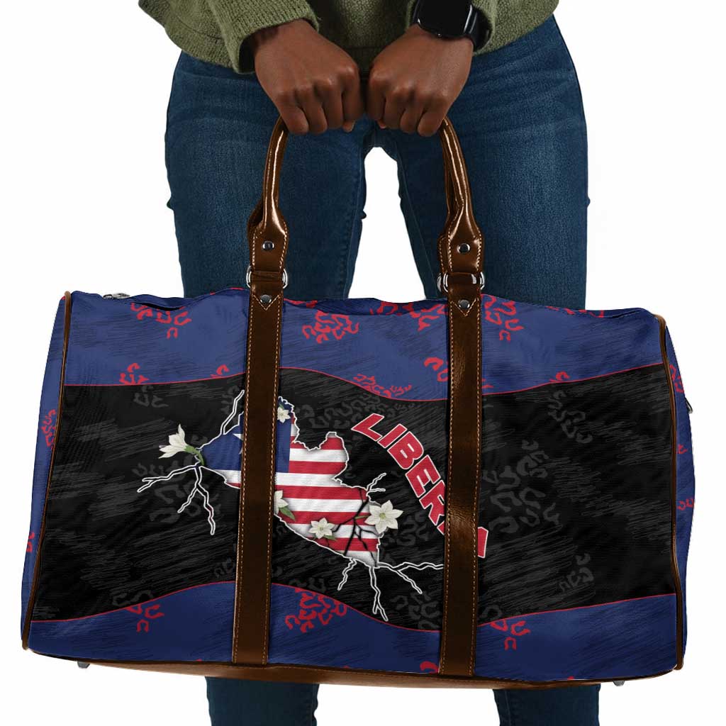 Liberia Travel Bag Map With Pepper Flowers Scratch Texture