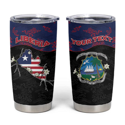 Personalized Liberia Tumbler Cup Map With Pepper Flowers Scratch Texture