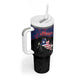 Personalized Liberia Tumbler With Handle Map With Pepper Flowers Scratch Texture