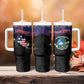 Personalized Liberia Tumbler With Handle Map With Pepper Flowers Scratch Texture