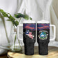 Personalized Liberia Tumbler With Handle Map With Pepper Flowers Scratch Texture