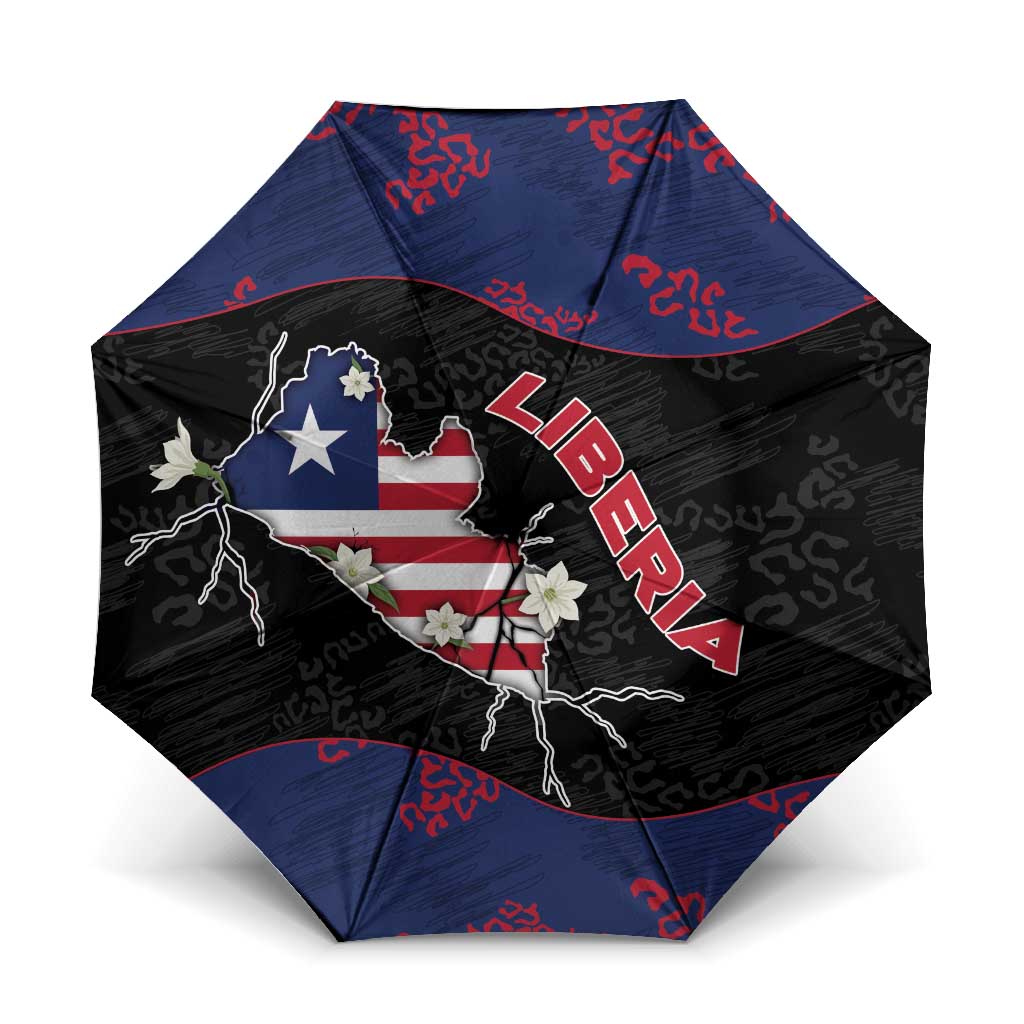 Liberia Umbrella Map With Pepper Flowers Scratch Texture