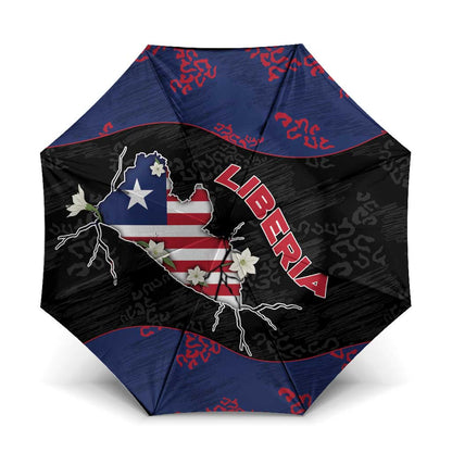 Liberia Umbrella Map With Pepper Flowers Scratch Texture