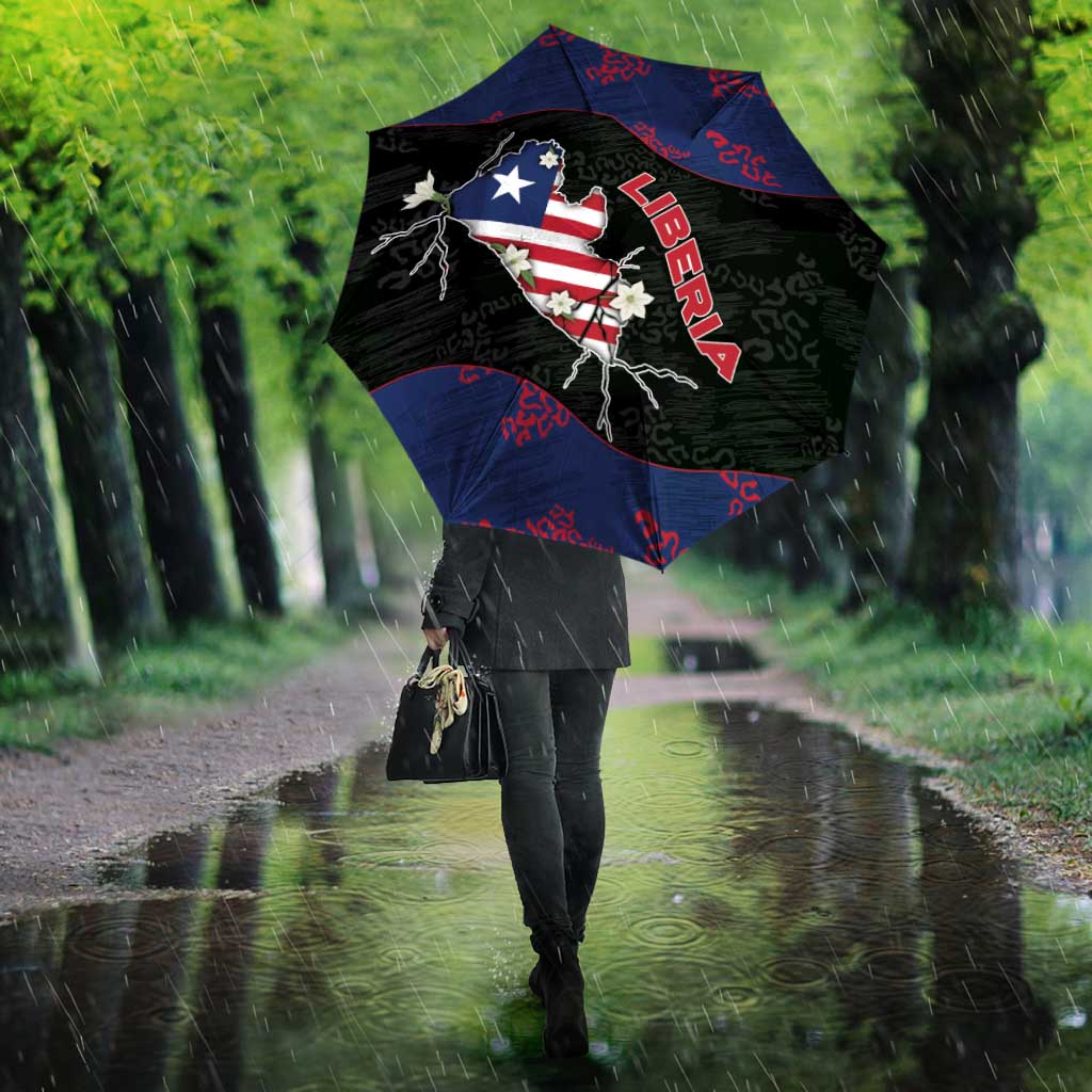 Liberia Umbrella Map With Pepper Flowers Scratch Texture