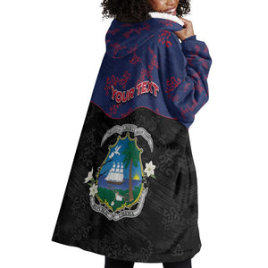Personalized Liberia Wearable Blanket Hoodie Map With Pepper Flowers Scratch Texture