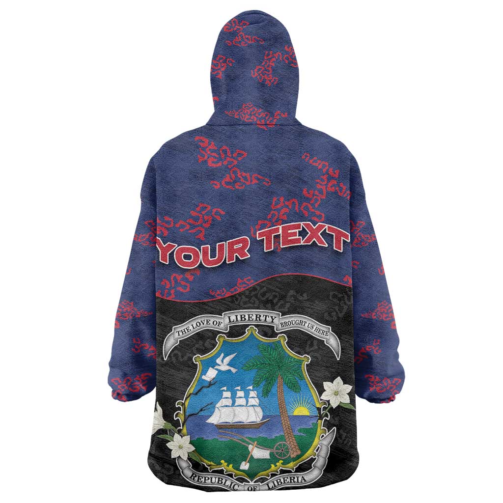 Personalized Liberia Wearable Blanket Hoodie Map With Pepper Flowers Scratch Texture