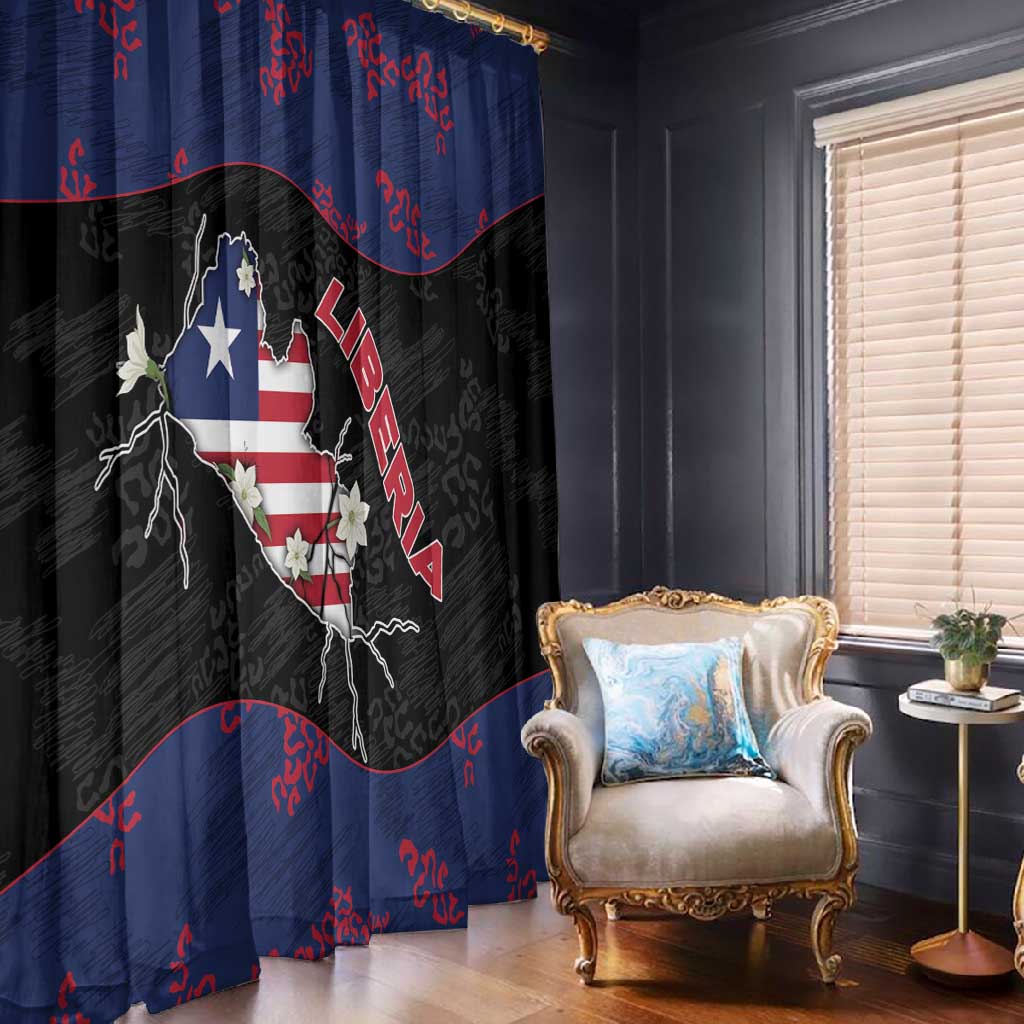Liberia Window Curtain Map With Pepper Flowers Scratch Texture