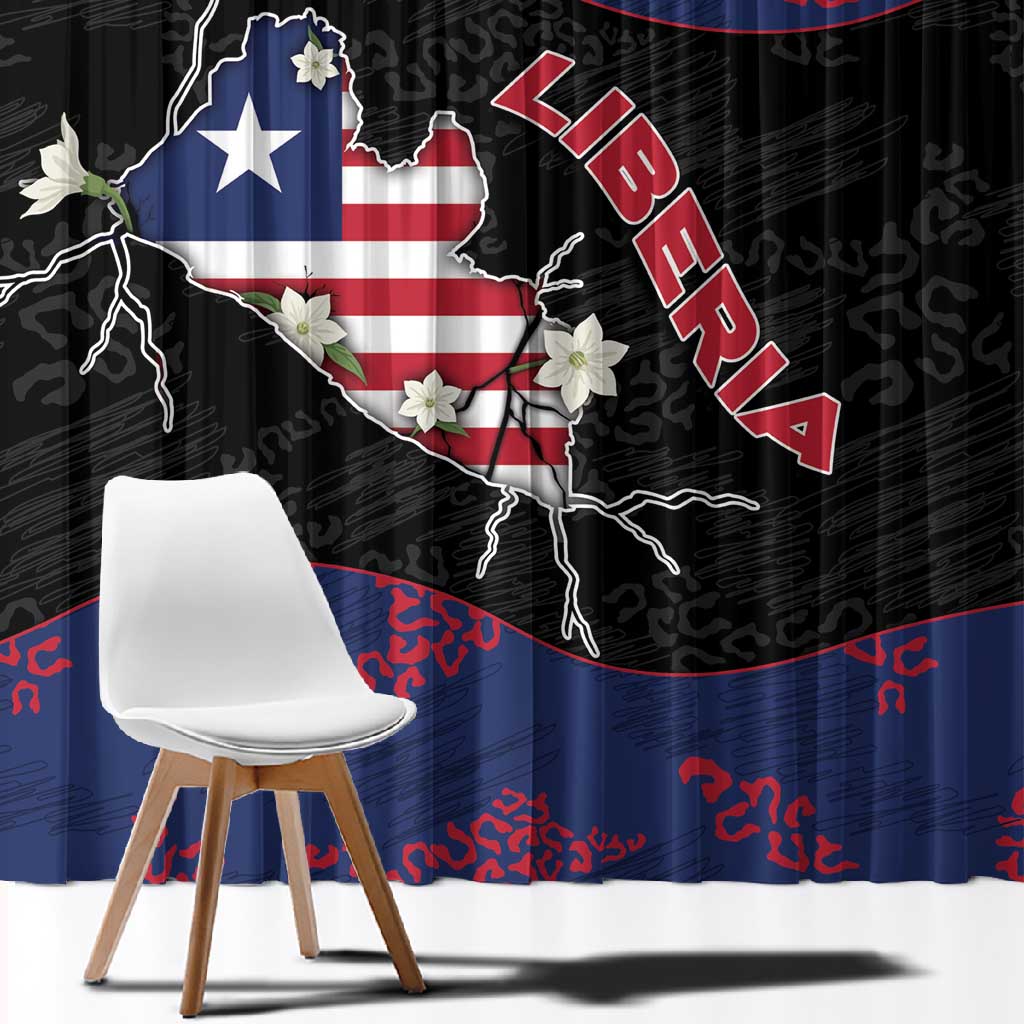 Liberia Window Curtain Map With Pepper Flowers Scratch Texture
