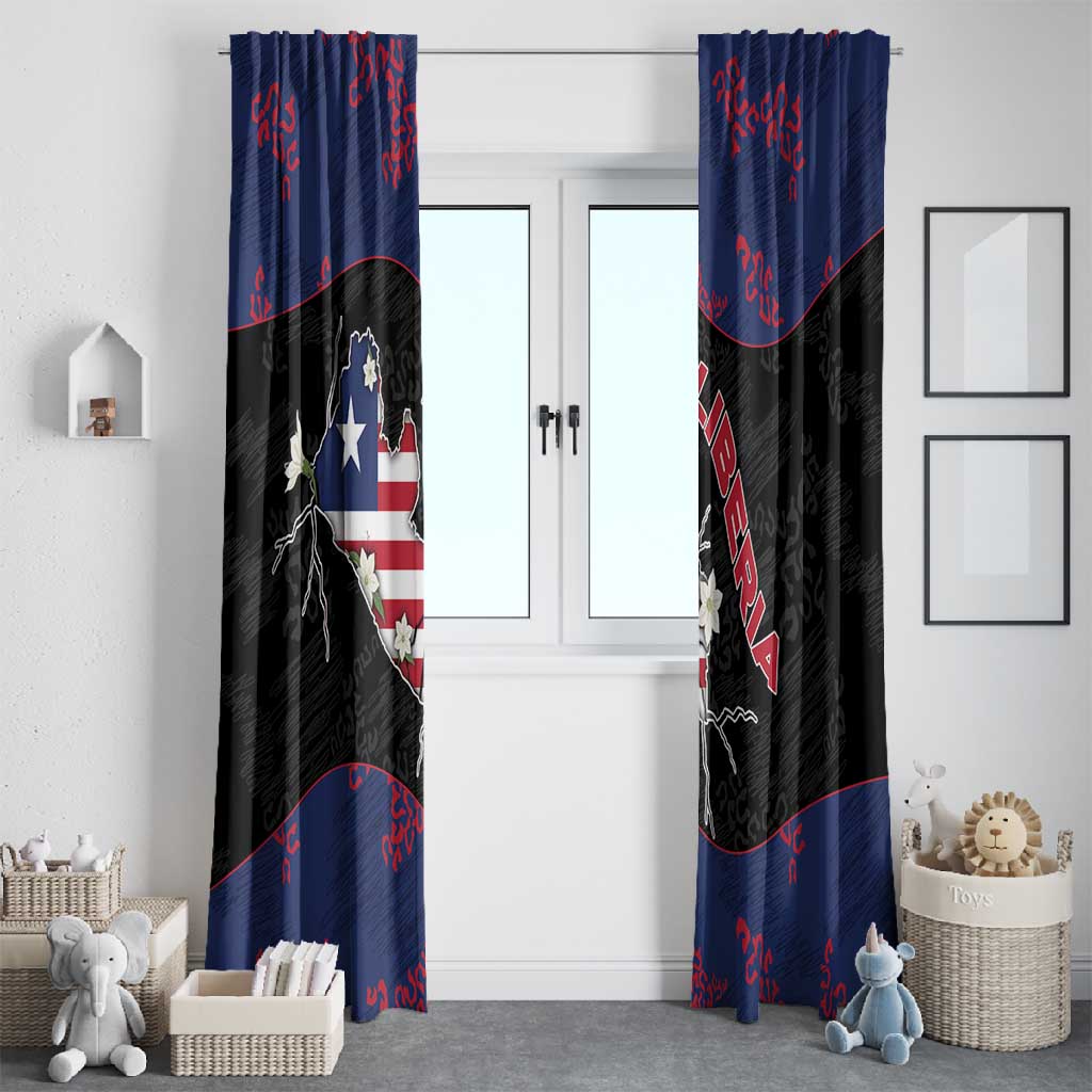 Liberia Window Curtain Map With Pepper Flowers Scratch Texture