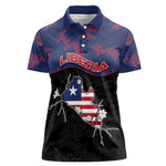 Personalized Liberia Women Polo Shirt Map With Pepper Flowers Scratch Texture