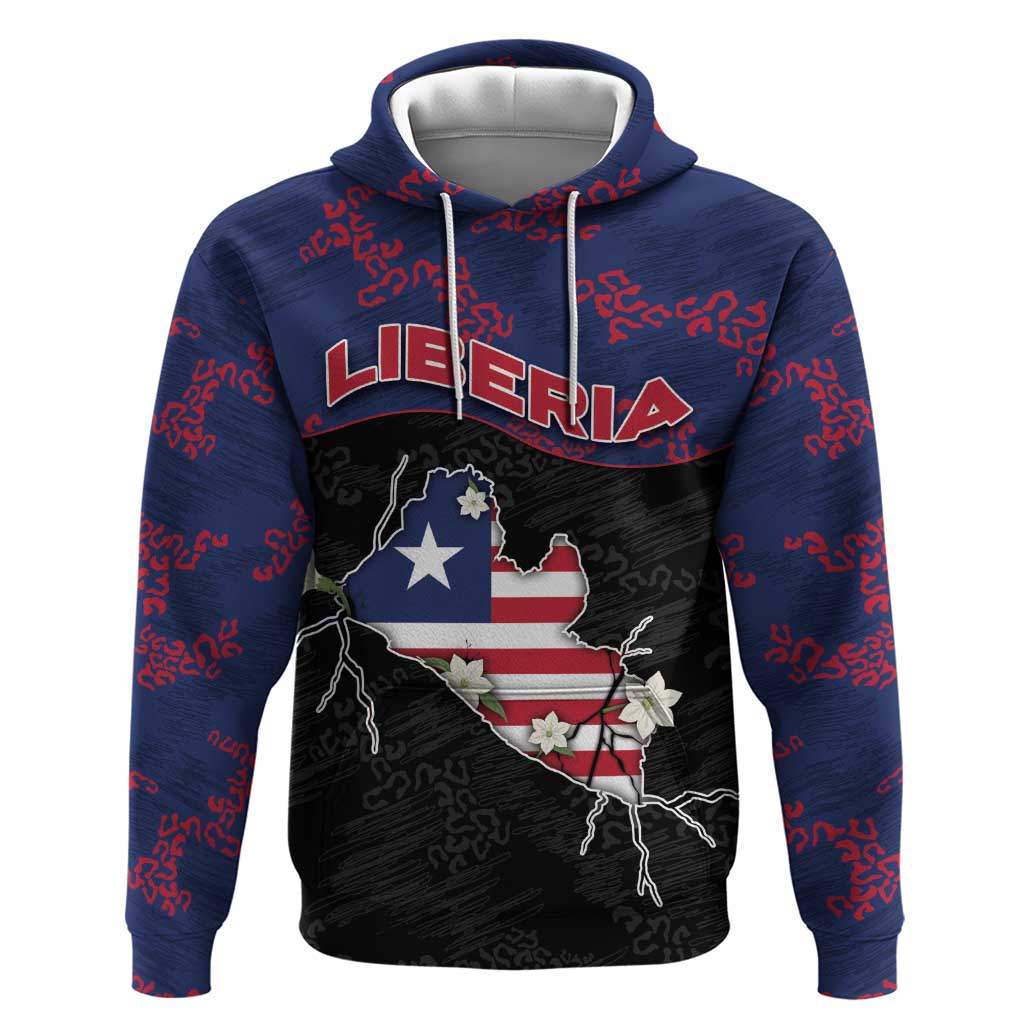 Personalized Liberia Zip Hoodie Map With Pepper Flowers Scratch Texture