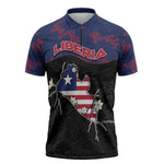 Personalized Liberia Zipper Polo Shirt Map With Pepper Flowers Scratch Texture