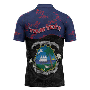 Personalized Liberia Zipper Polo Shirt Map With Pepper Flowers Scratch Texture