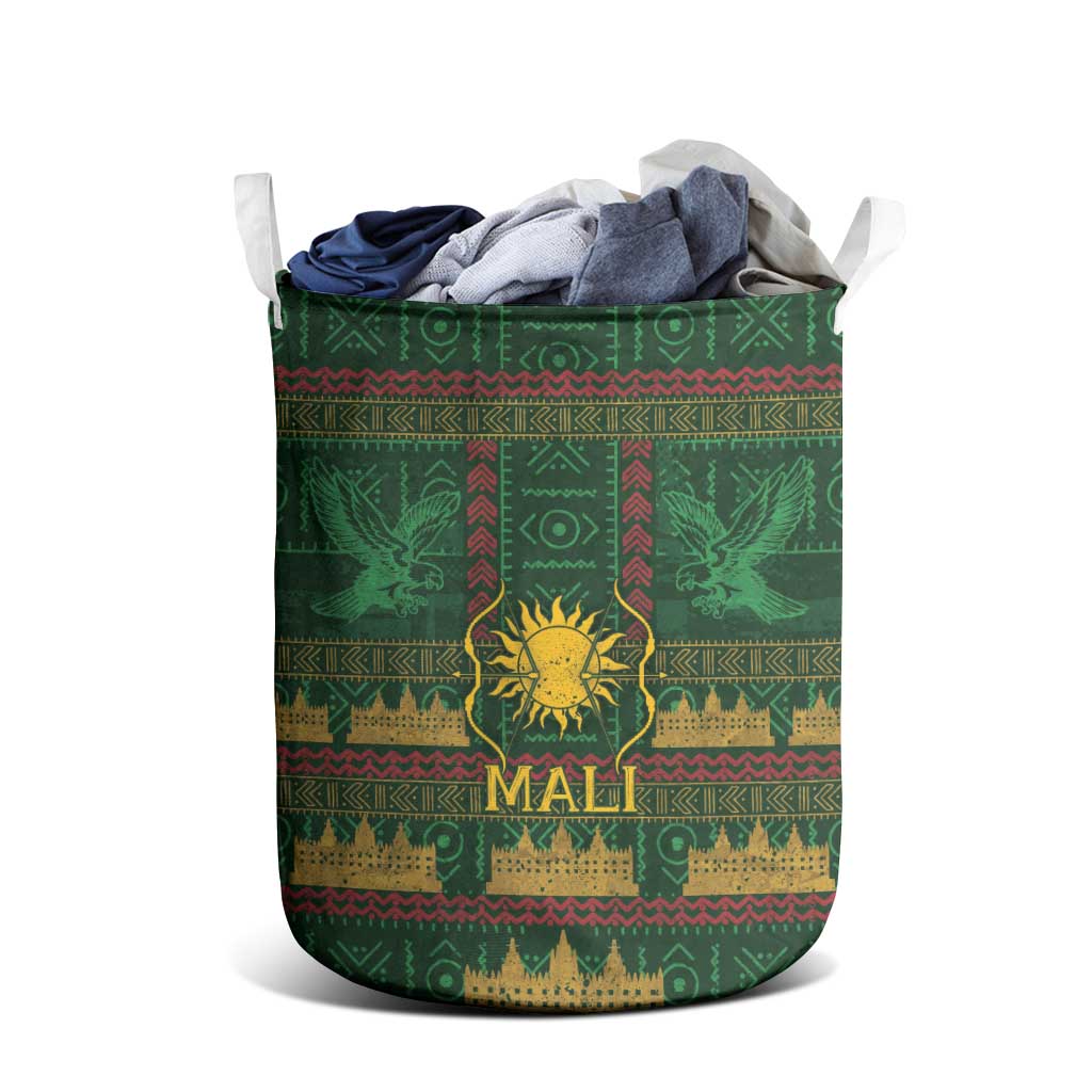 Mali Laundry Basket Golden Sun And Mosque Patterns Retro Style