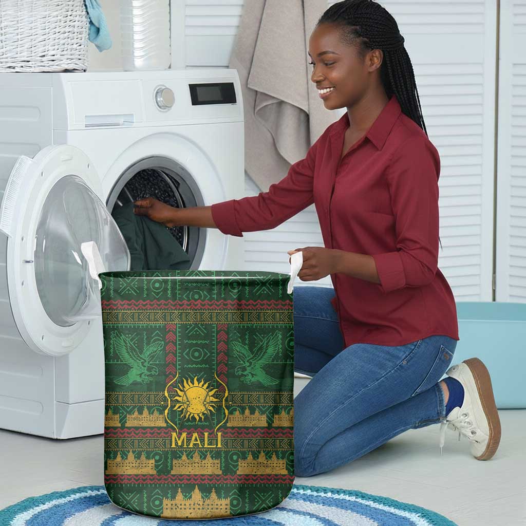 Mali Laundry Basket Golden Sun And Mosque Patterns Retro Style