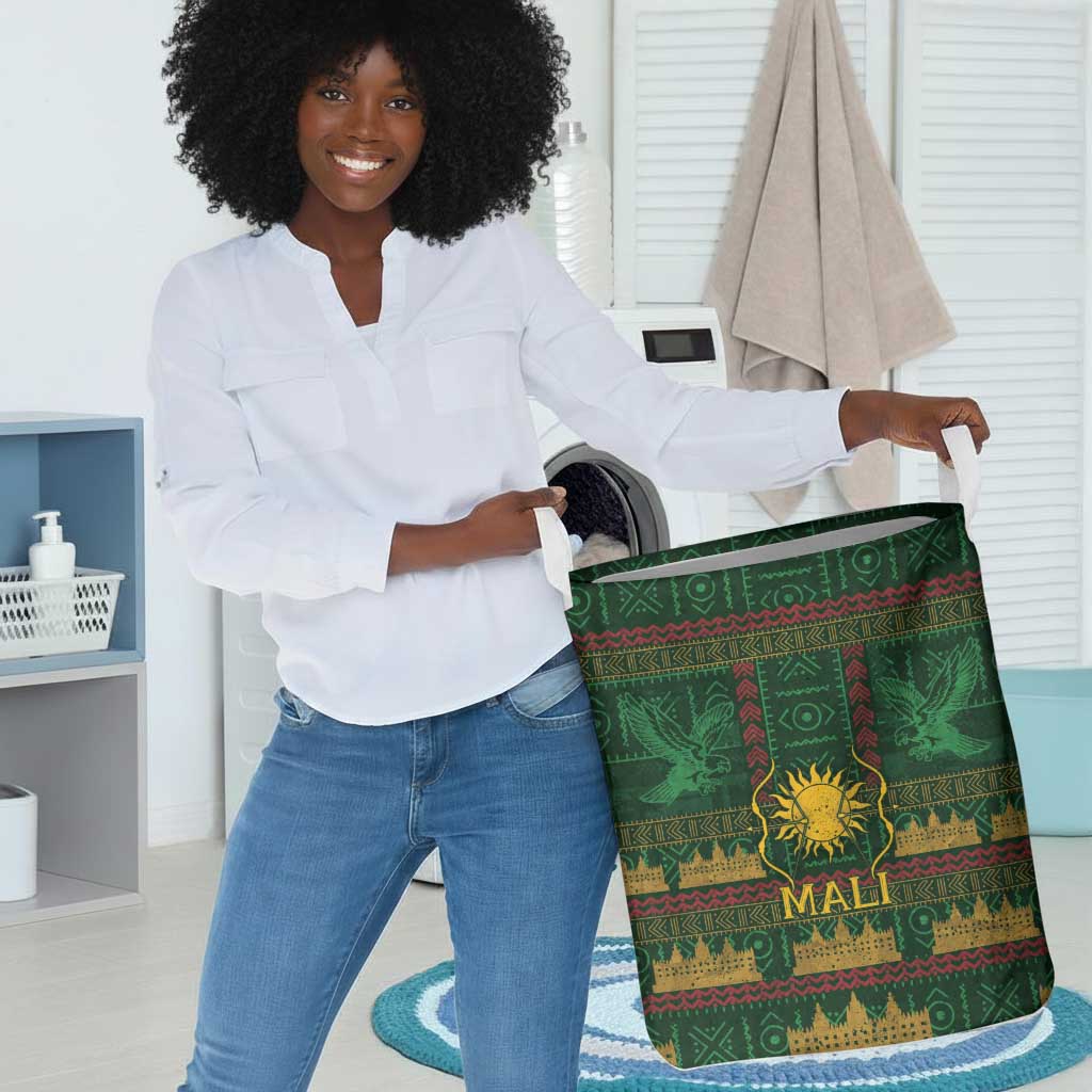 Mali Laundry Basket Golden Sun And Mosque Patterns Retro Style