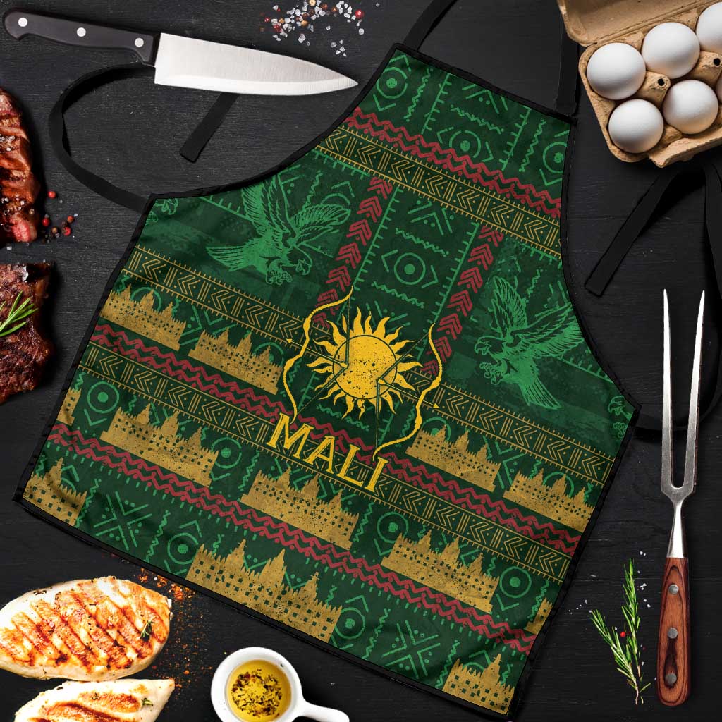 Mali Apron Golden Sun And Mosque Patterns Retro Style