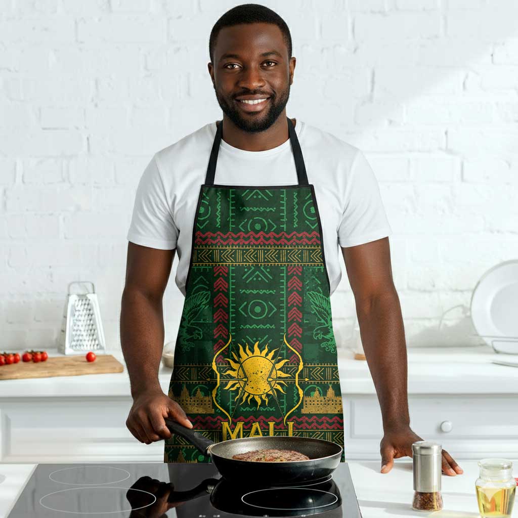 Mali Apron Golden Sun And Mosque Patterns Retro Style