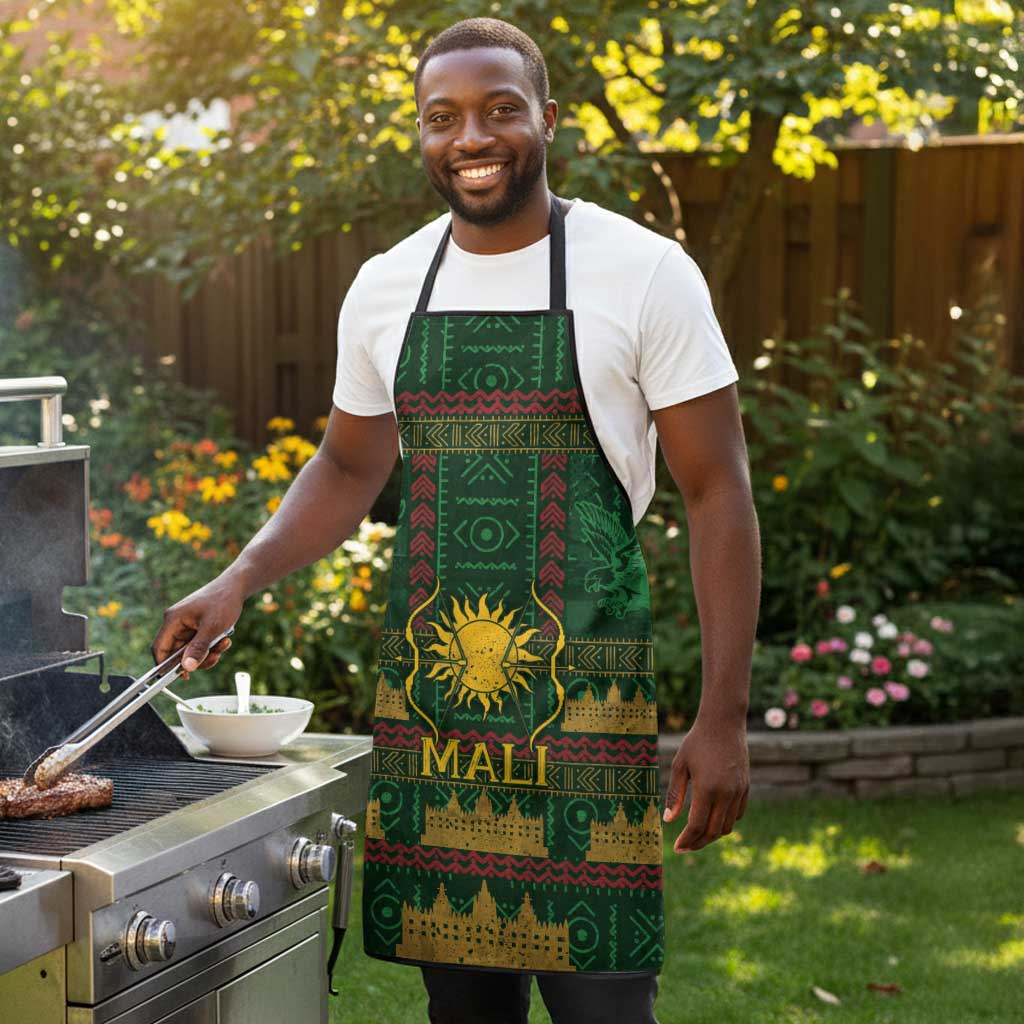 Mali Apron Golden Sun And Mosque Patterns Retro Style