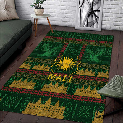 Mali Area Rug Golden Sun And Mosque Patterns Retro Style