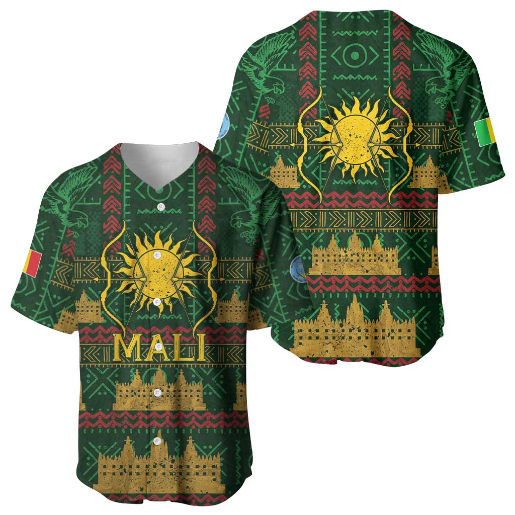 Mali Baseball Jersey Golden Sun And Mosque Patterns Retro Style