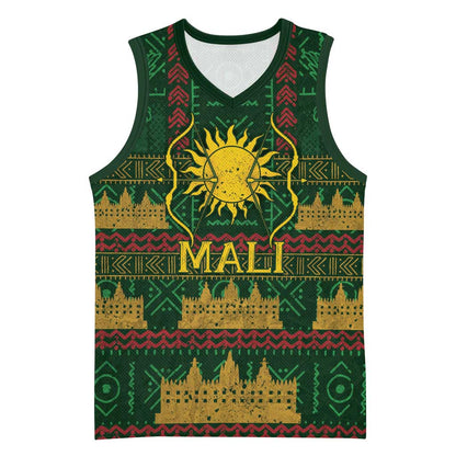 Mali Basketball Jersey Golden Sun And Mosque Patterns Retro Style
