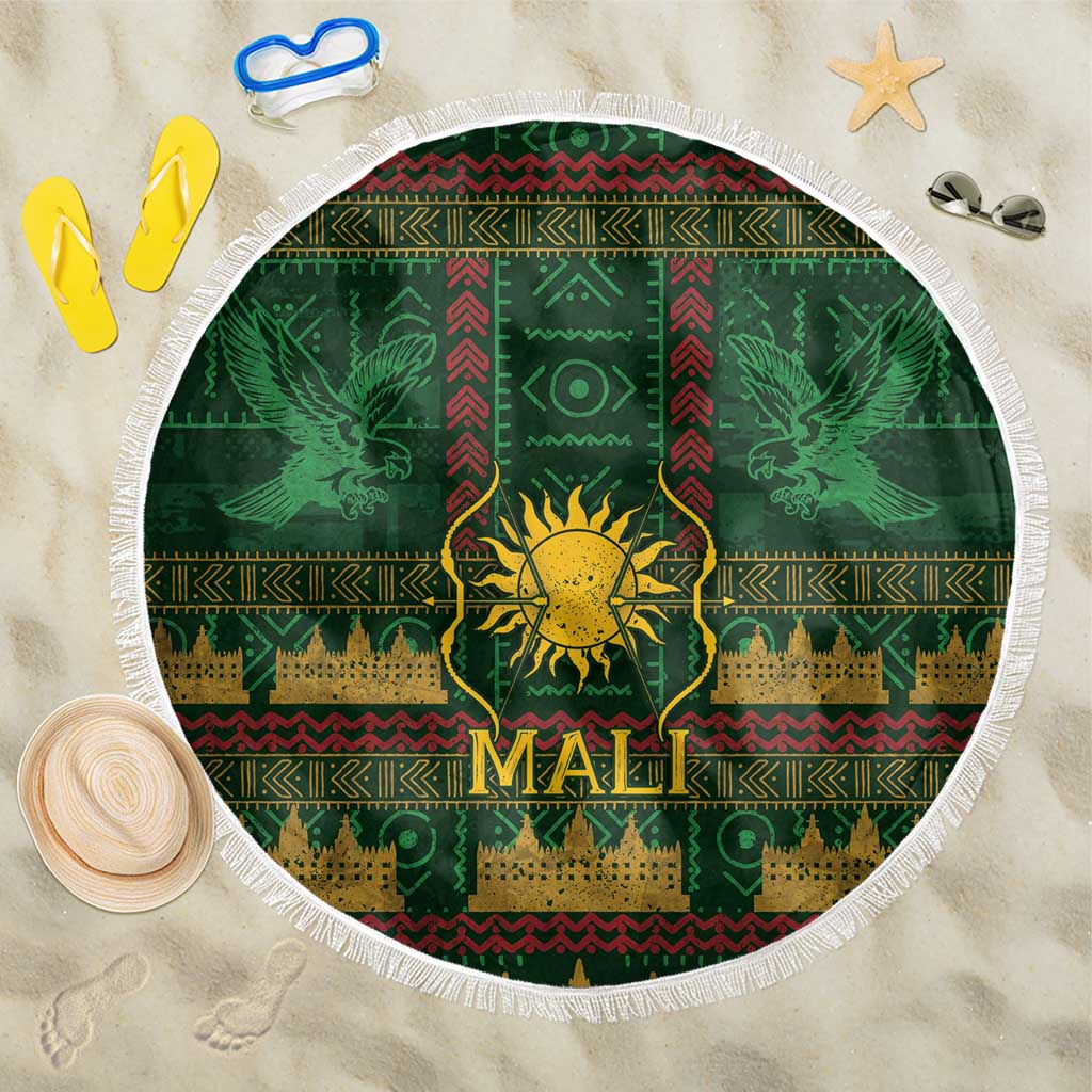 Mali Beach Blanket Golden Sun And Mosque Patterns Retro Style