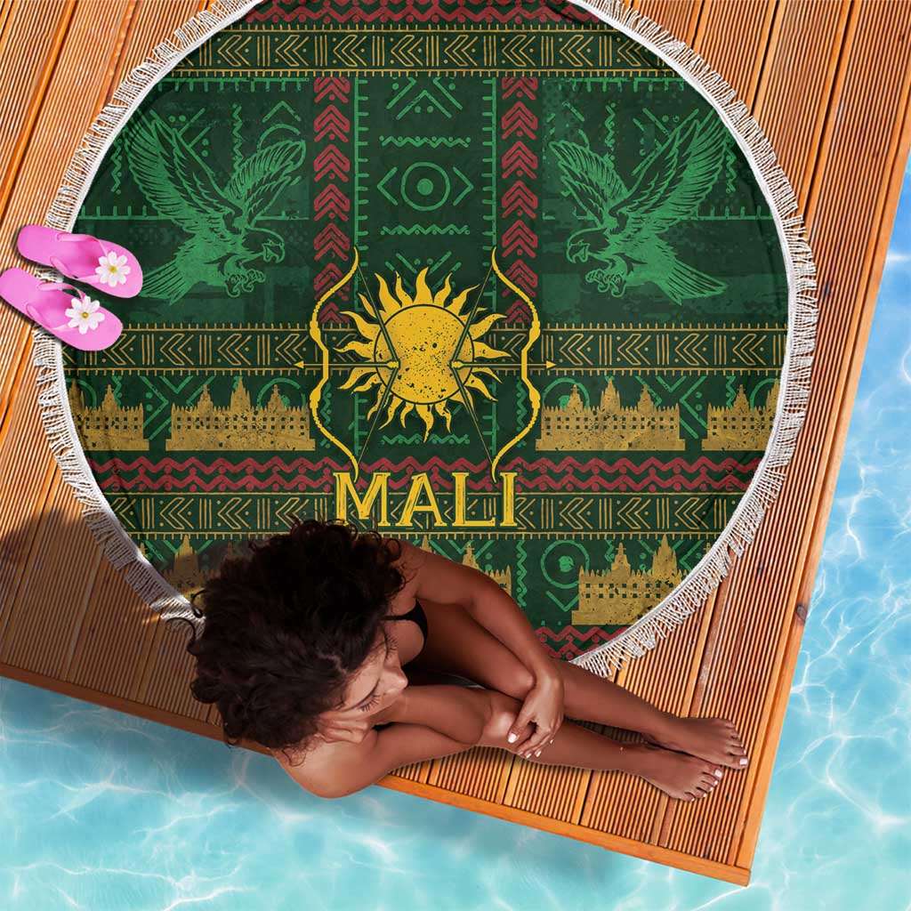 Mali Beach Blanket Golden Sun And Mosque Patterns Retro Style